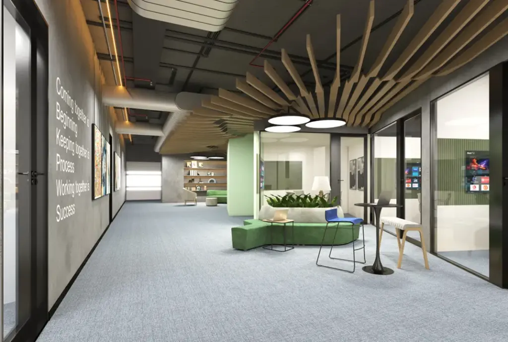 Carpet tiles in a commercial interior