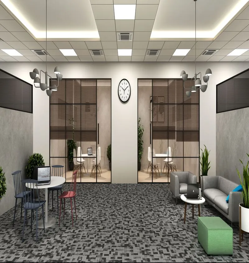 Carpet tiles in a commercial interior
