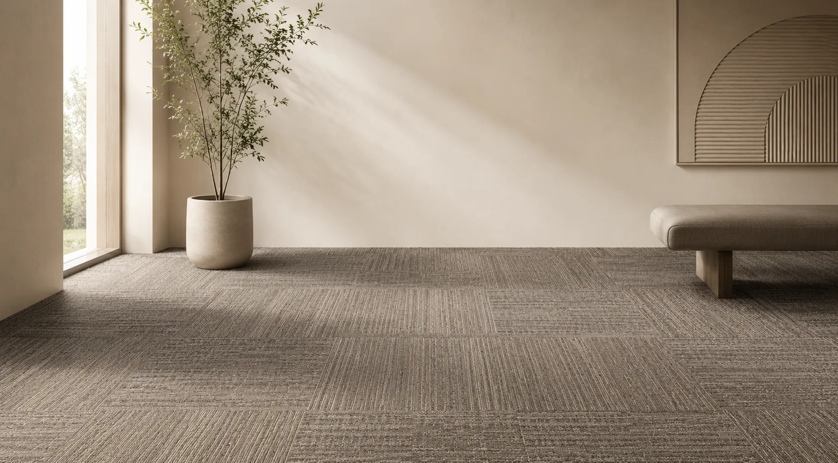 Carpet tile floor in a hotel corridor