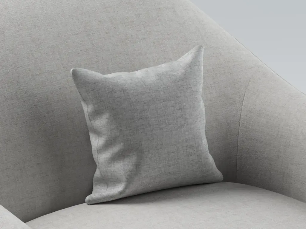 A cushion in a white cotton cover